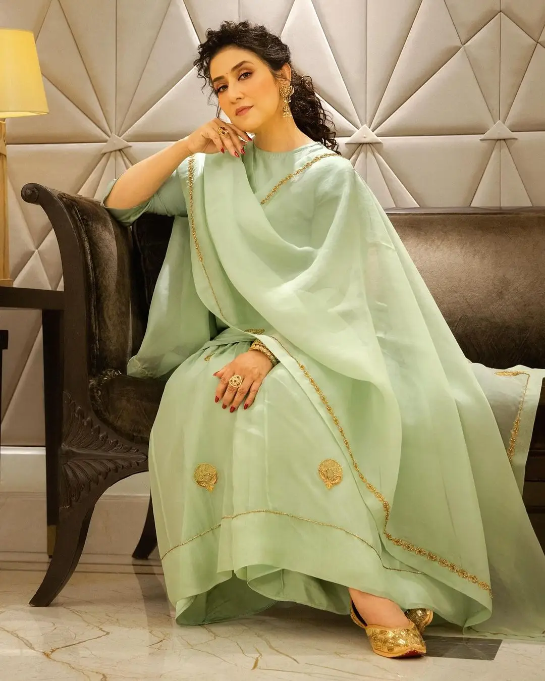 Bollywood Actress Manisha Koirala Stills in Green Dress